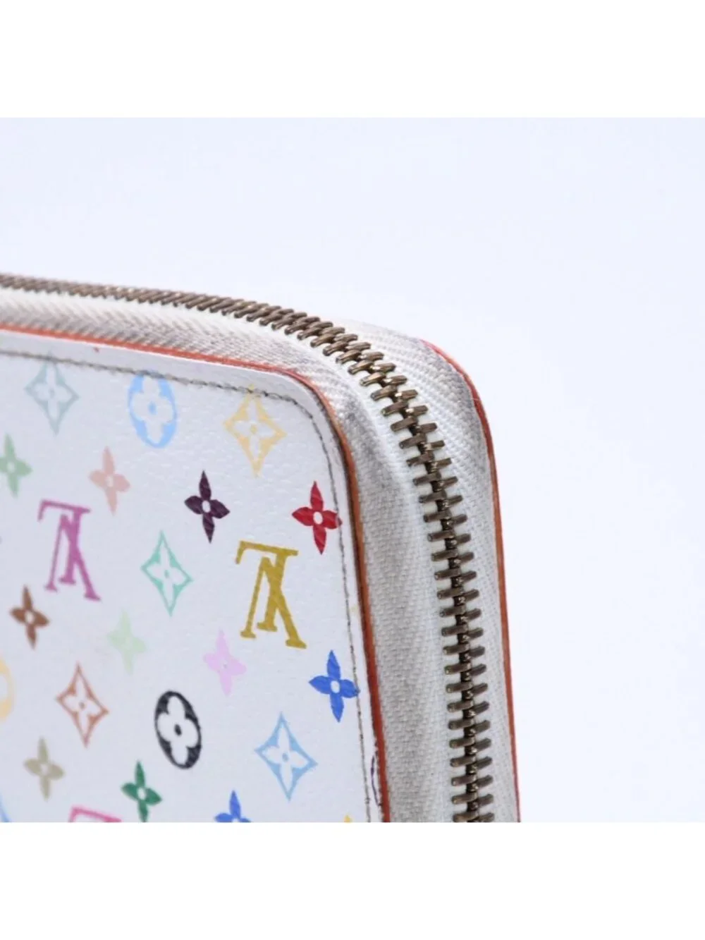 Louis Vuitton Monogram Multicolor Zippy Wallet Takashi Murakami Gold White